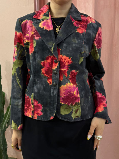 Blazer Mariella Burani fantasia a fiori sul rosso