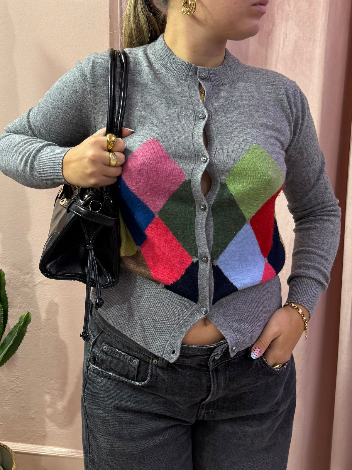 cardigan a rombi Ballantyne lana e cashmere