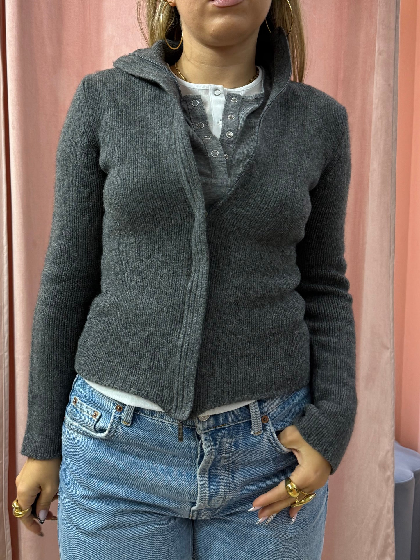 Maglione Max Mara con zip misto cashmere