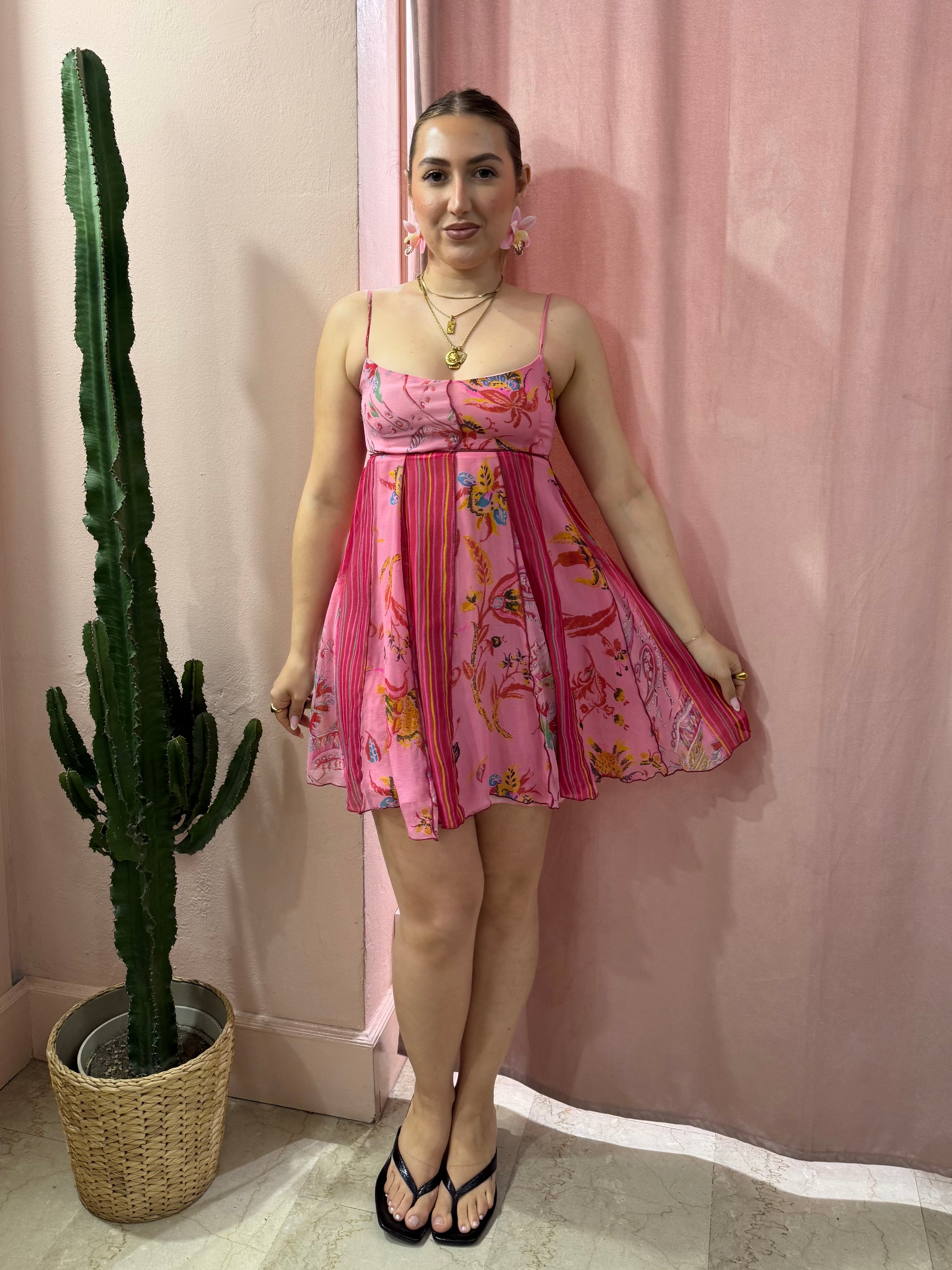 Vestito in fantasia in pura seta
