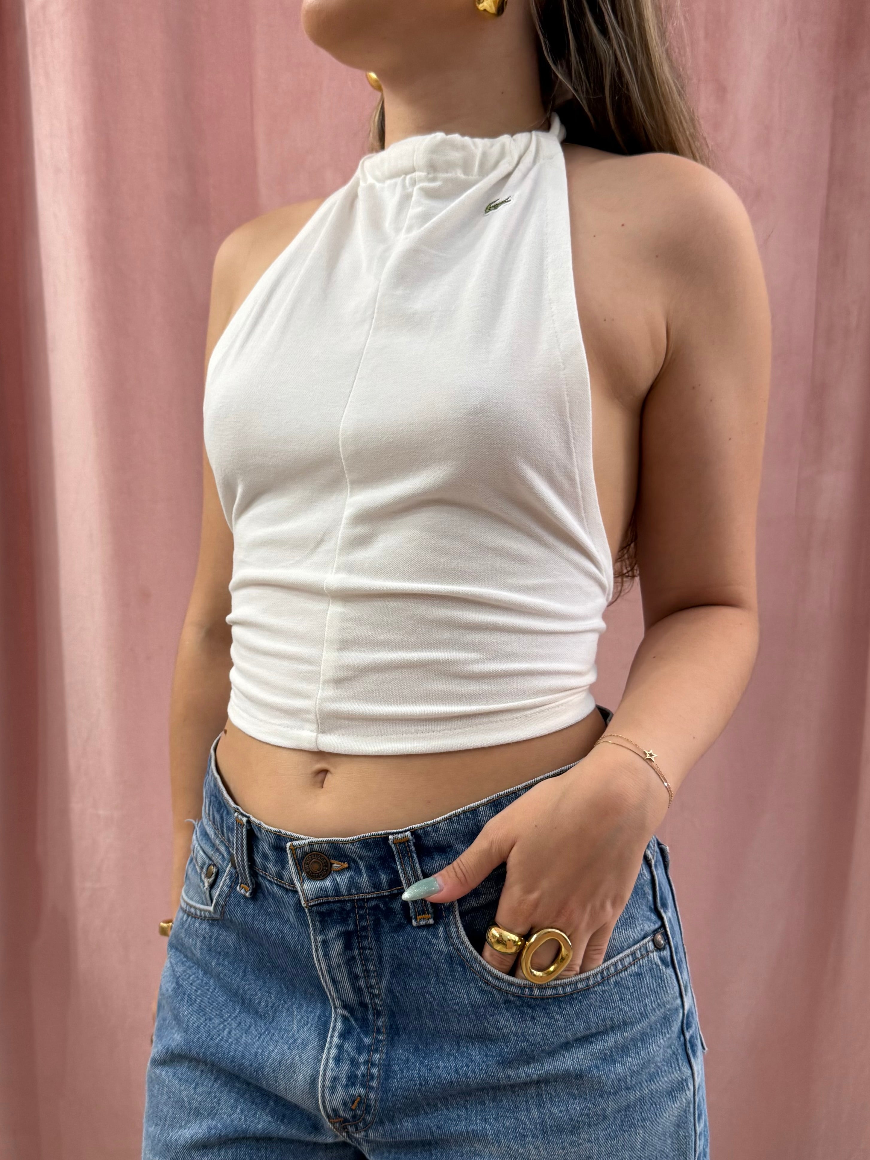 Halter top Lacoste bianco