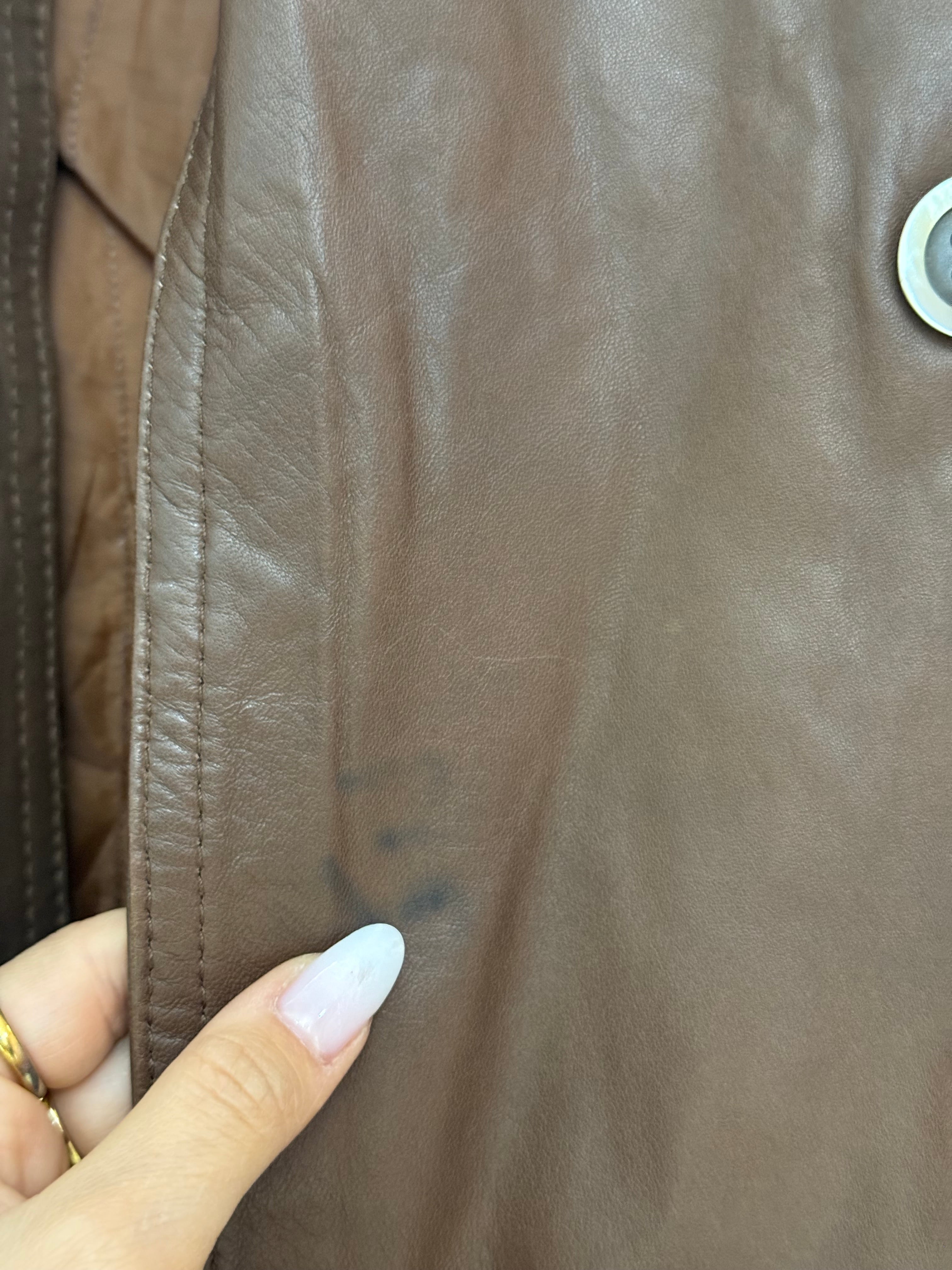 Trench vintage in pelle moka