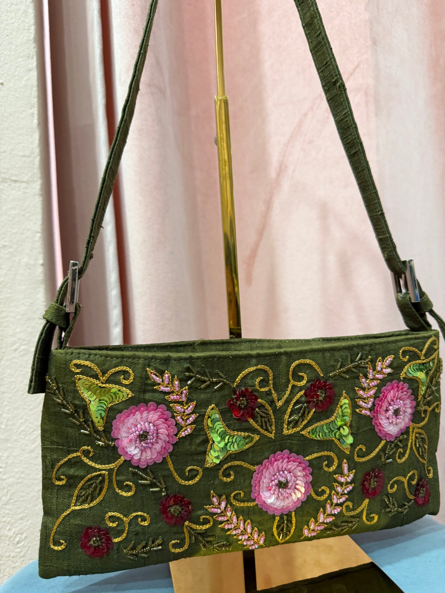 Borsa baguette con paillettes