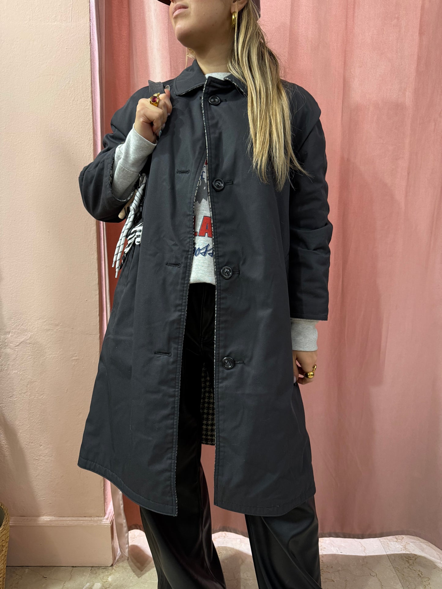 Trench reversibile a quadretti