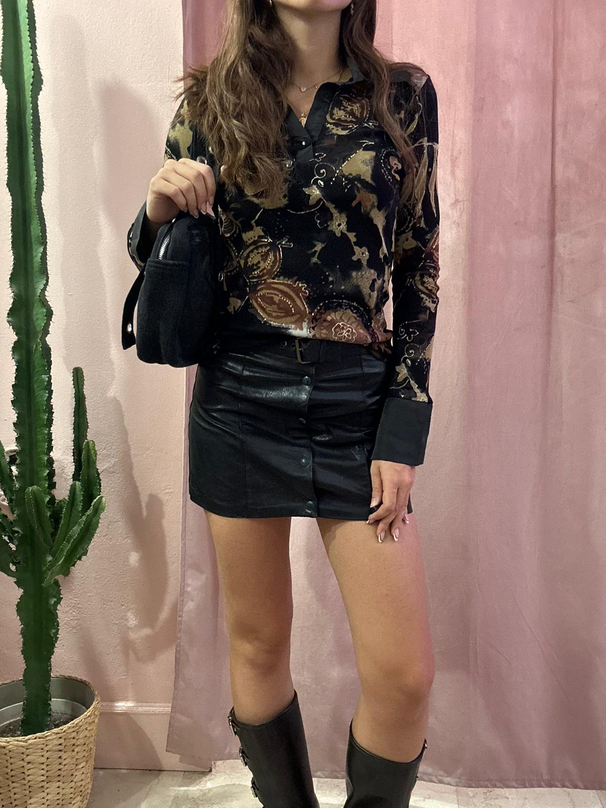 Minigonna nera in vera pelle