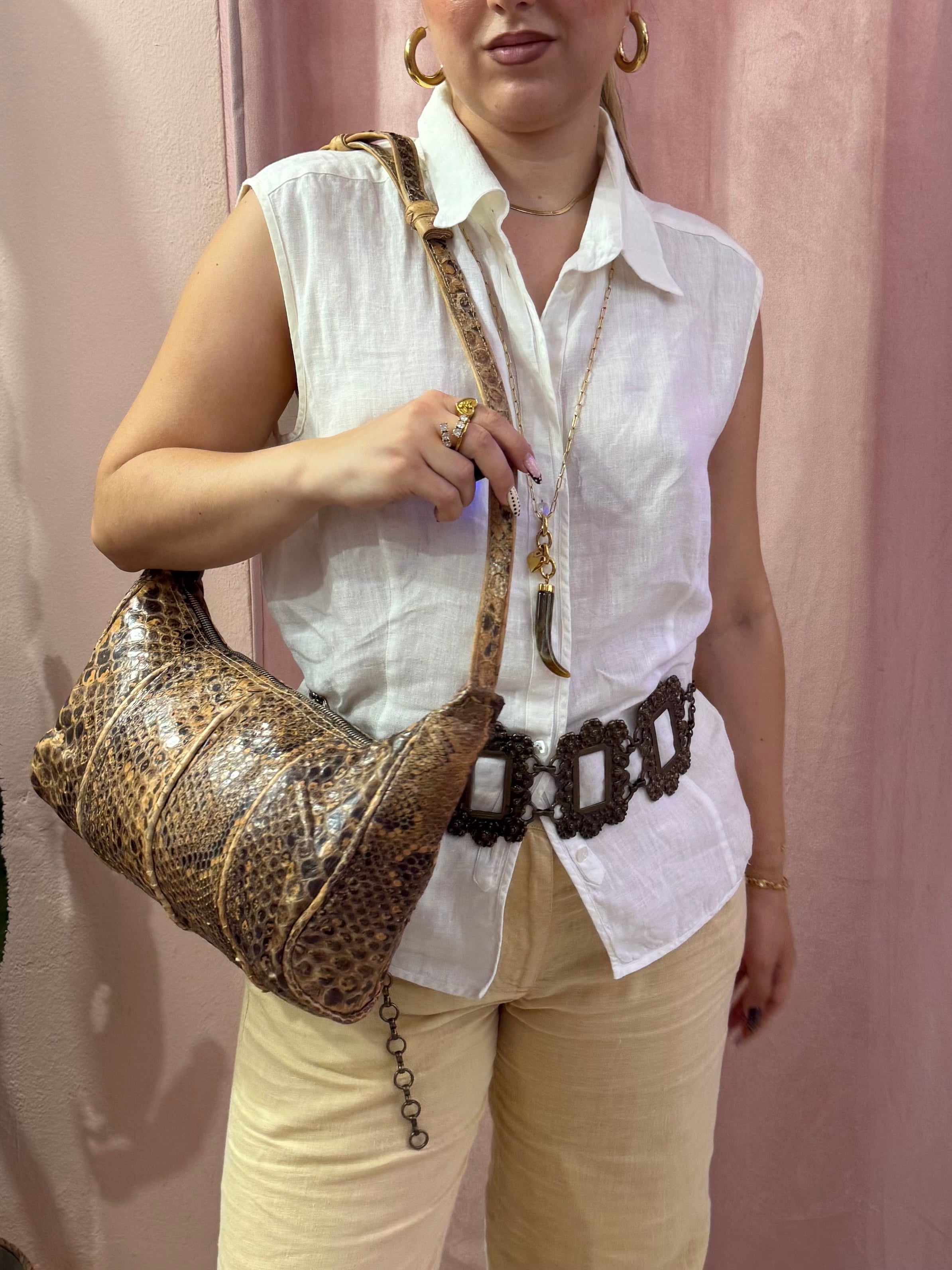 Borsa a tracolla vintage in pelle di serpente