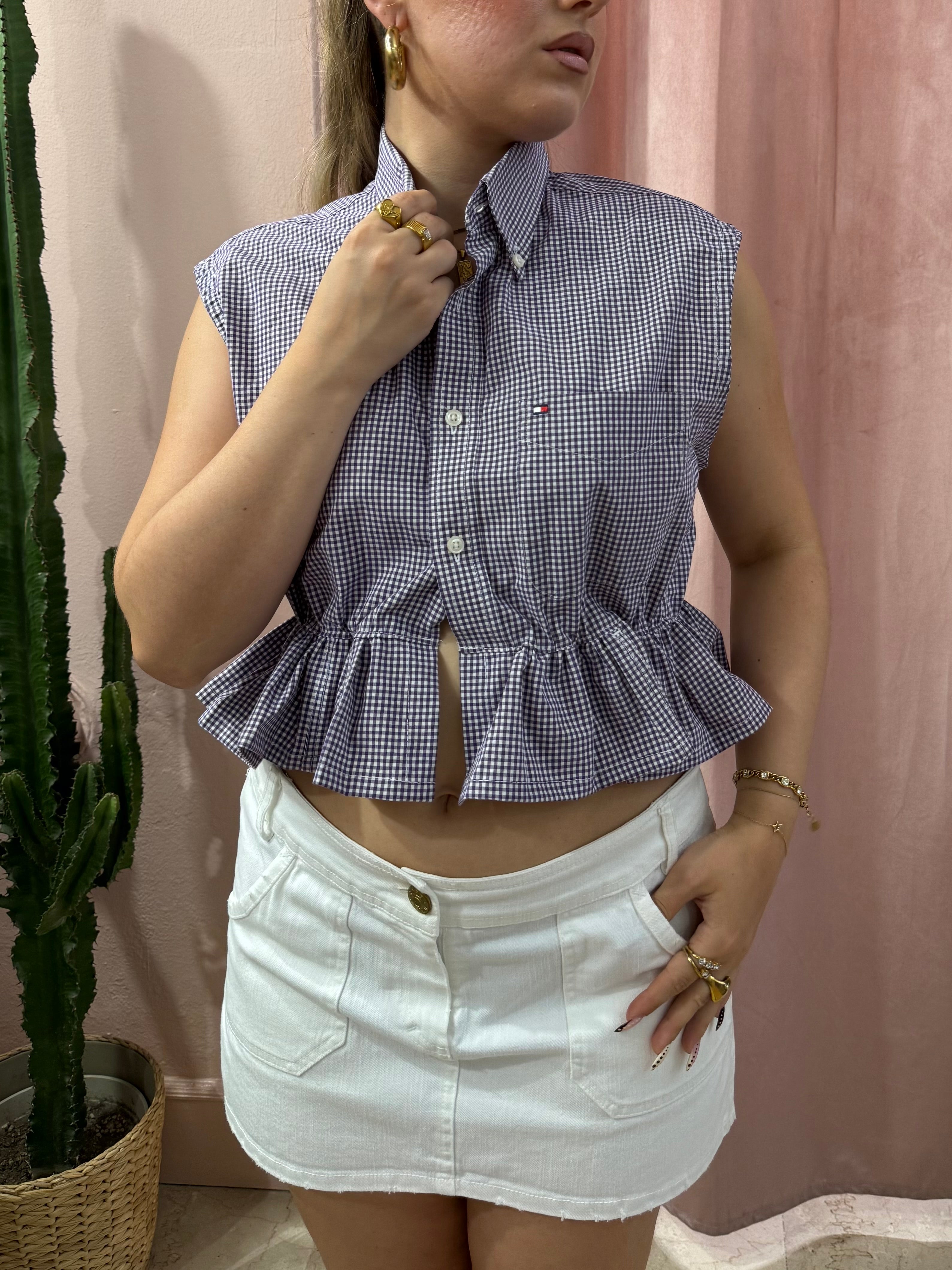 Camicia Tommy Hilfiger upcycling vichy viola