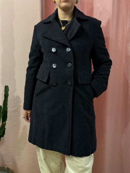 Cappotto antracite doppiopetto in lana