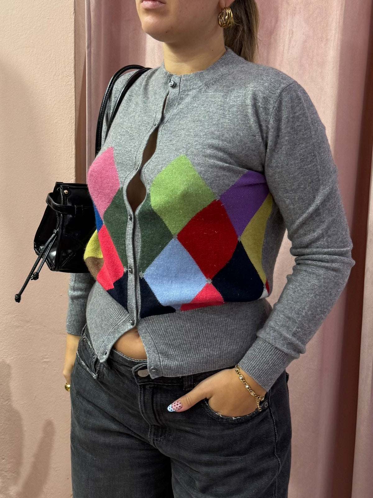 cardigan a rombi Ballantyne lana e cashmere