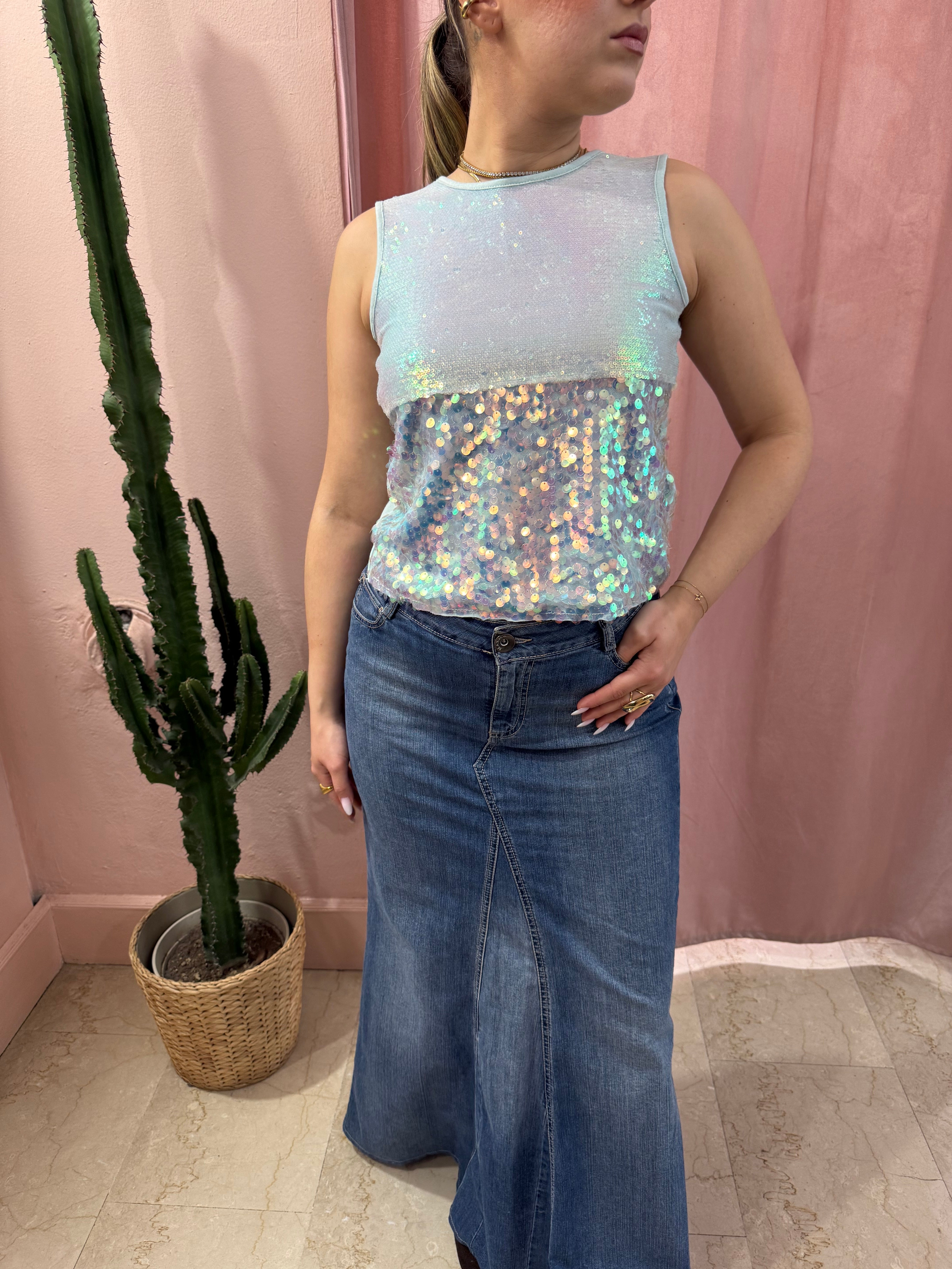 Top paillettes iridescente