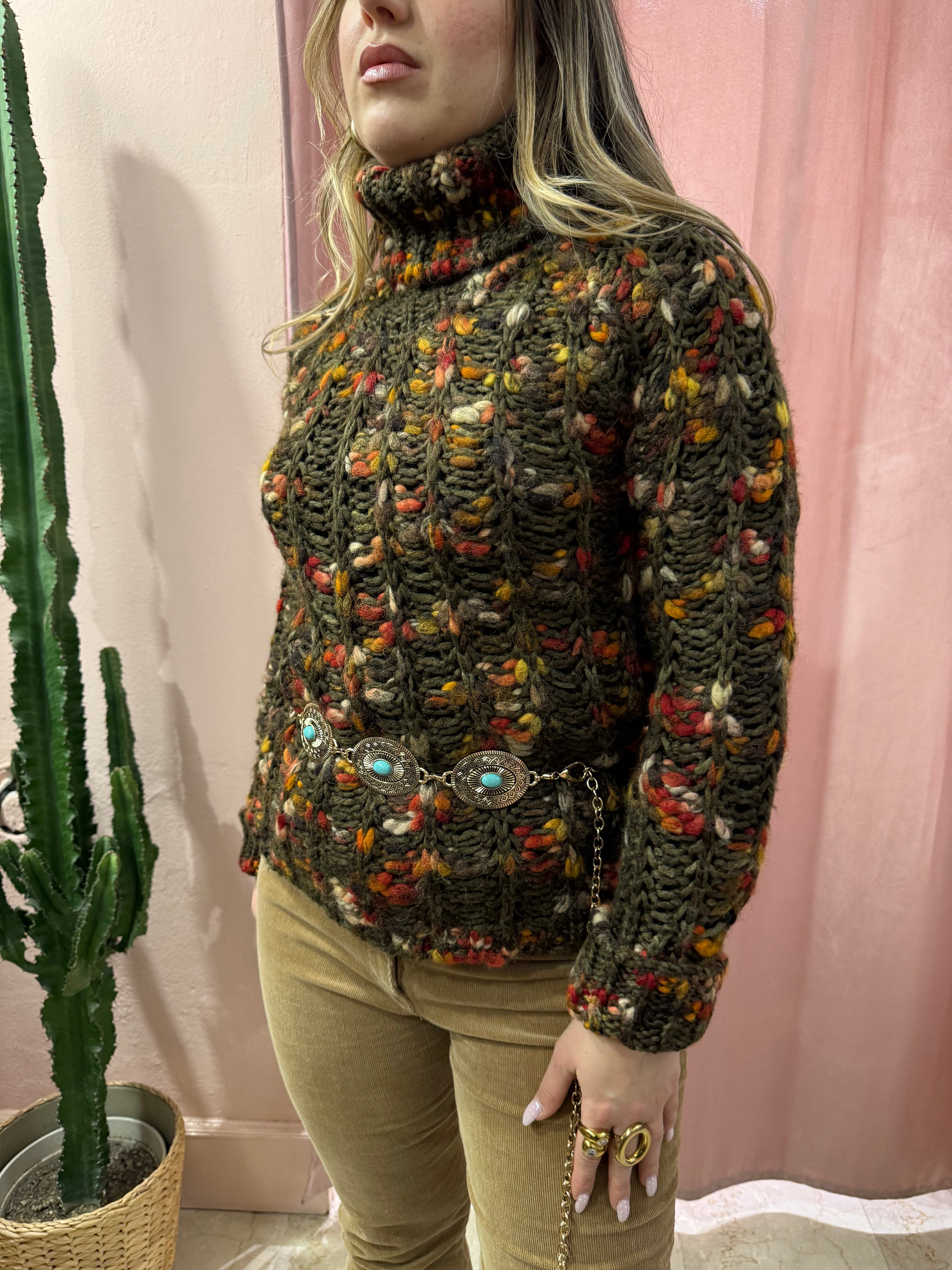 Maglione a collo alto mélange in lana