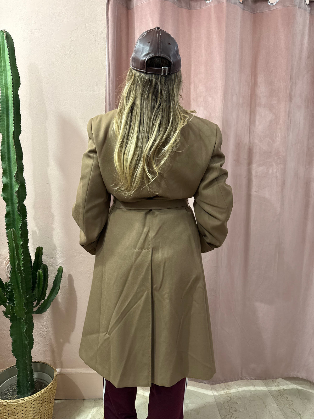 Trench verdone in lana con cinturino