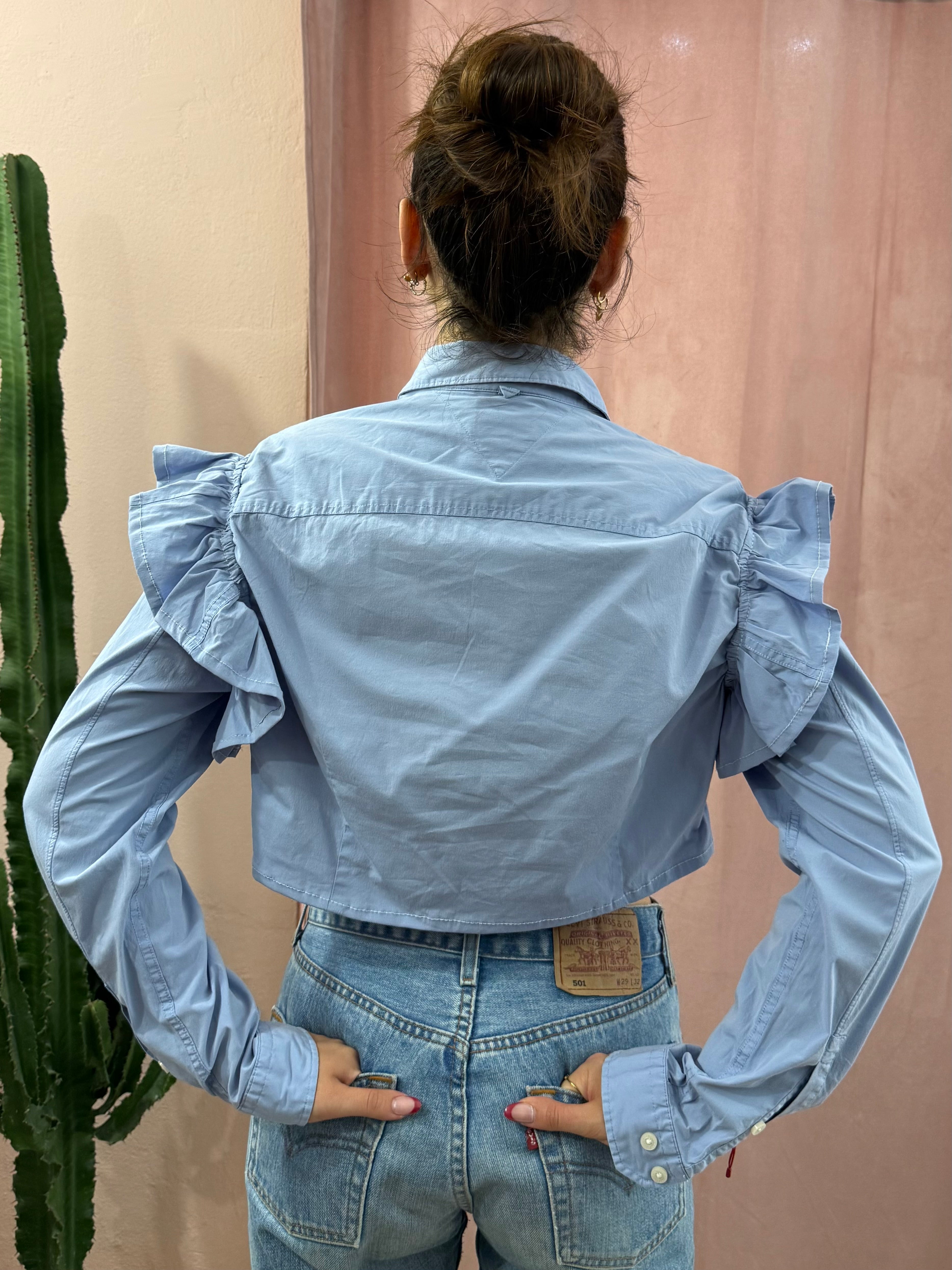 Camicia Tommy Hilfiger upcycling azzurra