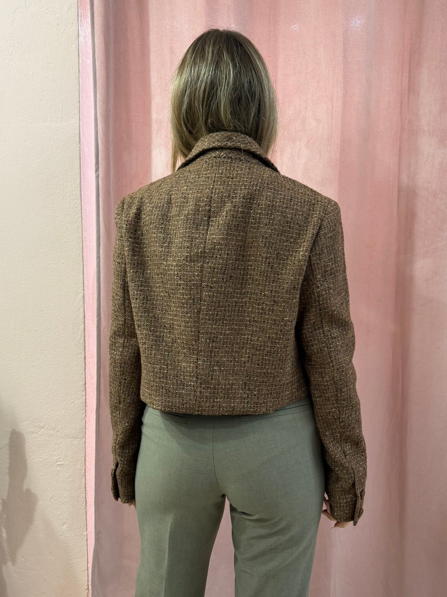 Blazer crop in lana mélange