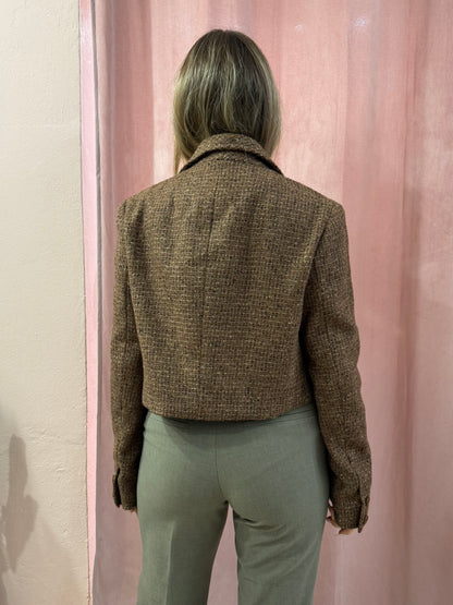 Blazer crop in lana mélange