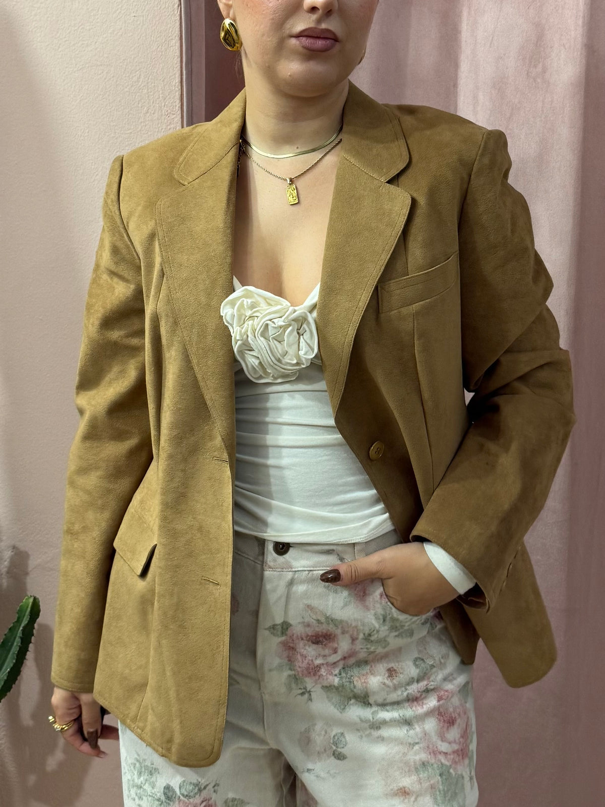Blazer effetto scamosciato