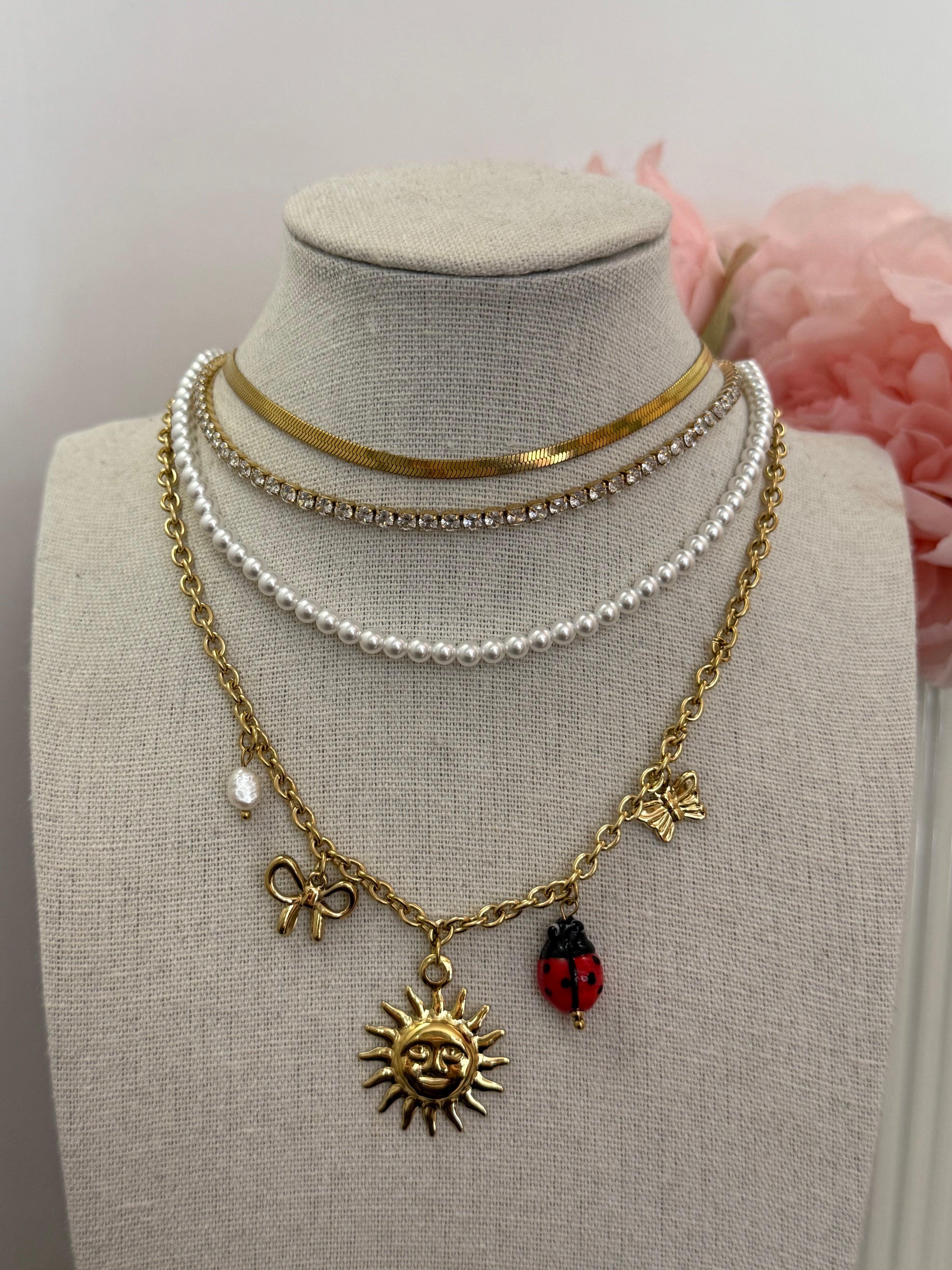 Collana multi charm sole gold