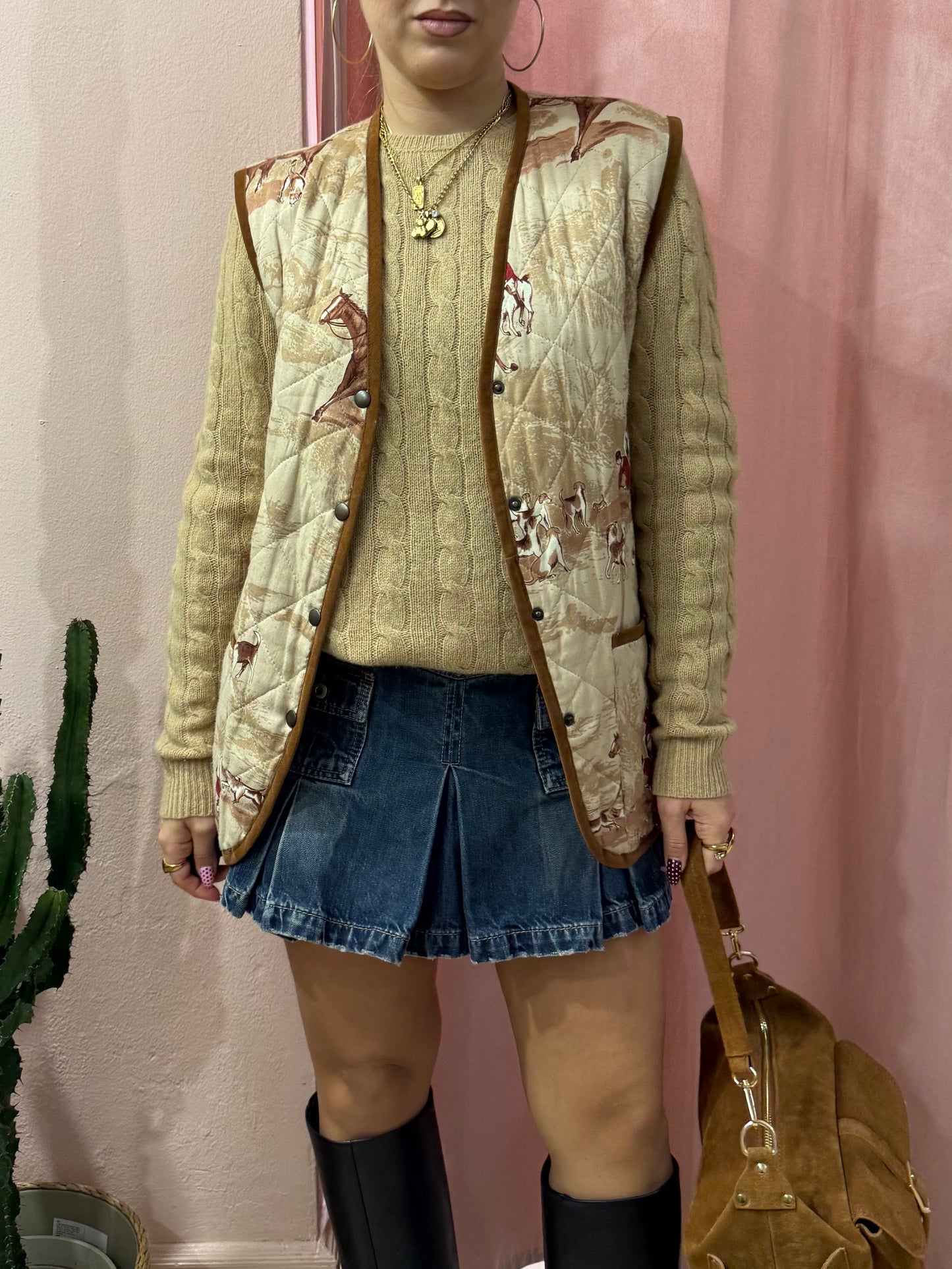Gilet vintage in tessuto fantasia Caccia