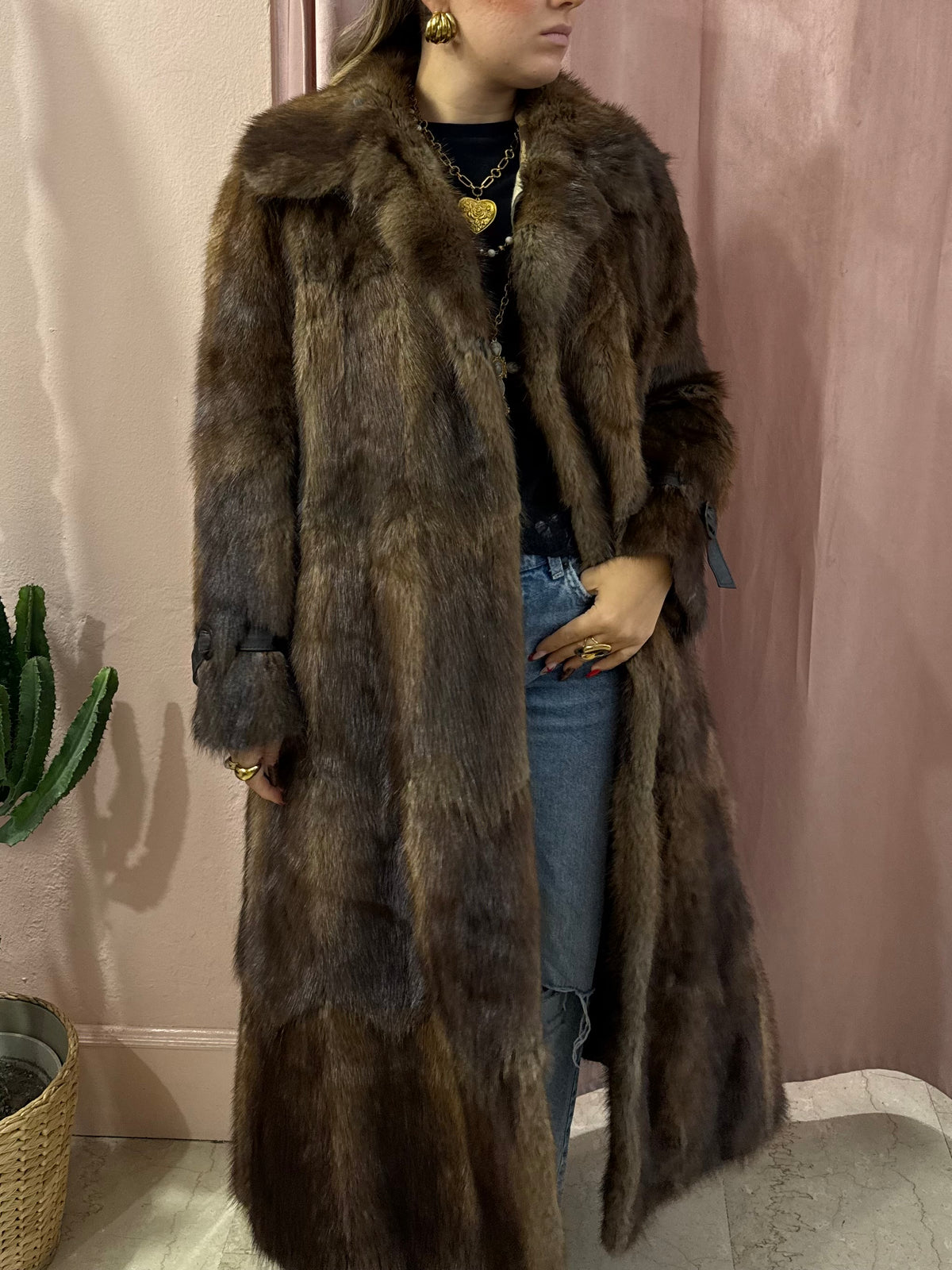 Pelliccia lunga vintage in visone