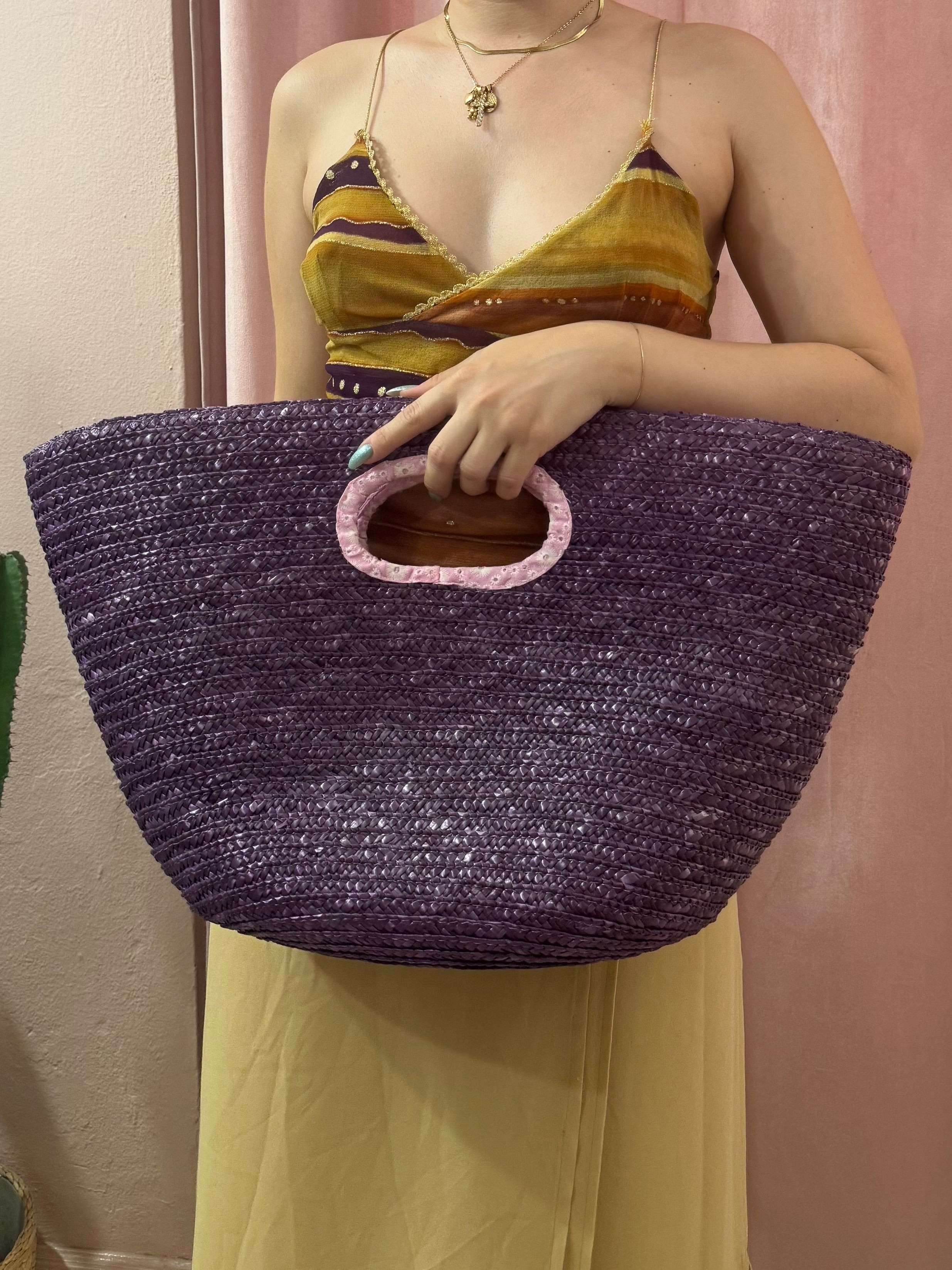 Borsa in paglia Viola