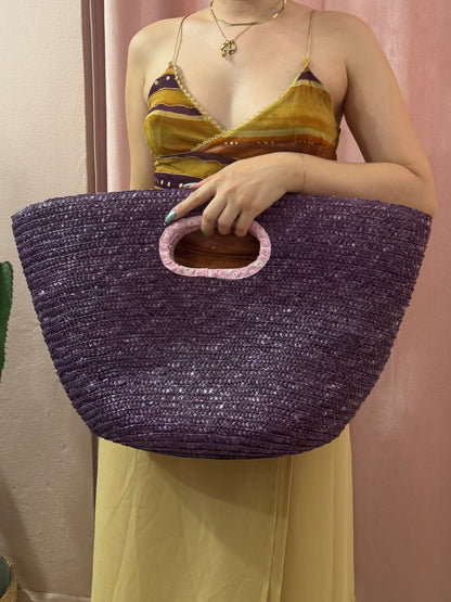 Borsa in paglia Viola