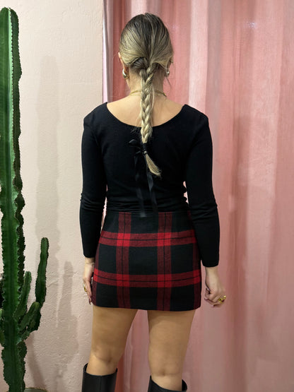 Mini gonna a tubino rossa e nera 00s