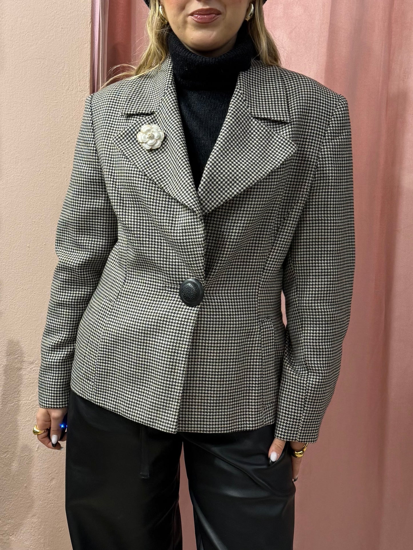 Blazer pied de poule avvitato in lana