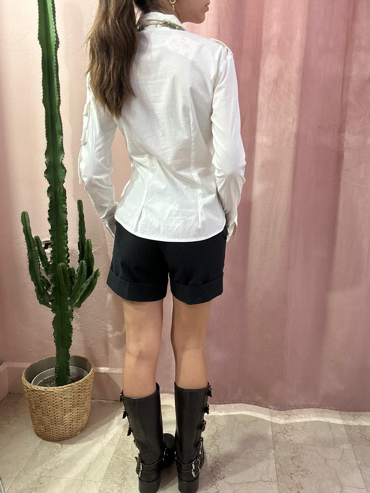 Shorts in lanetta gessato nero