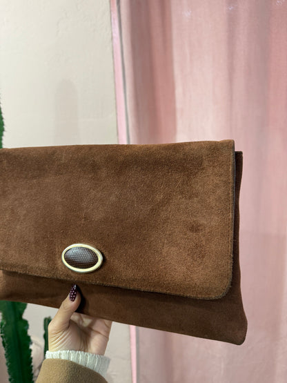 Pochette in vera pelle scamosciata