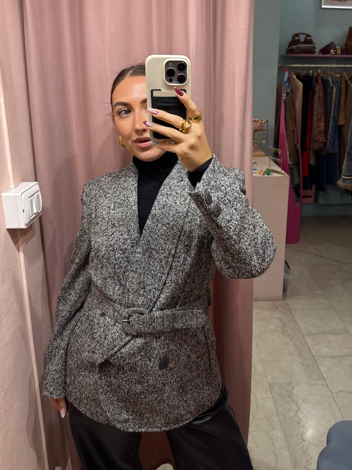 Blazer mélange con cinturino