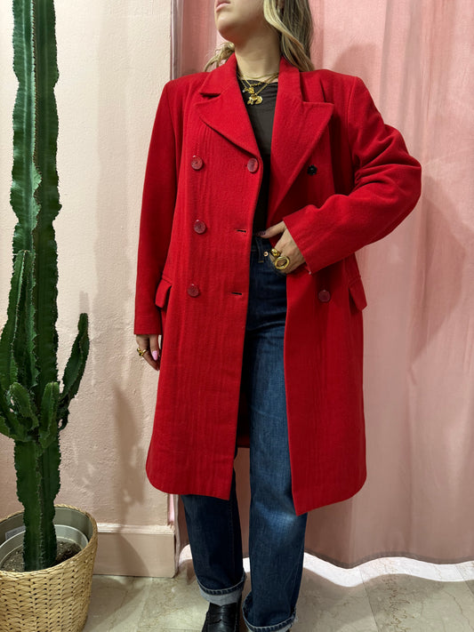 Cappotto vintage rosso Gina Lebole misto cashmere