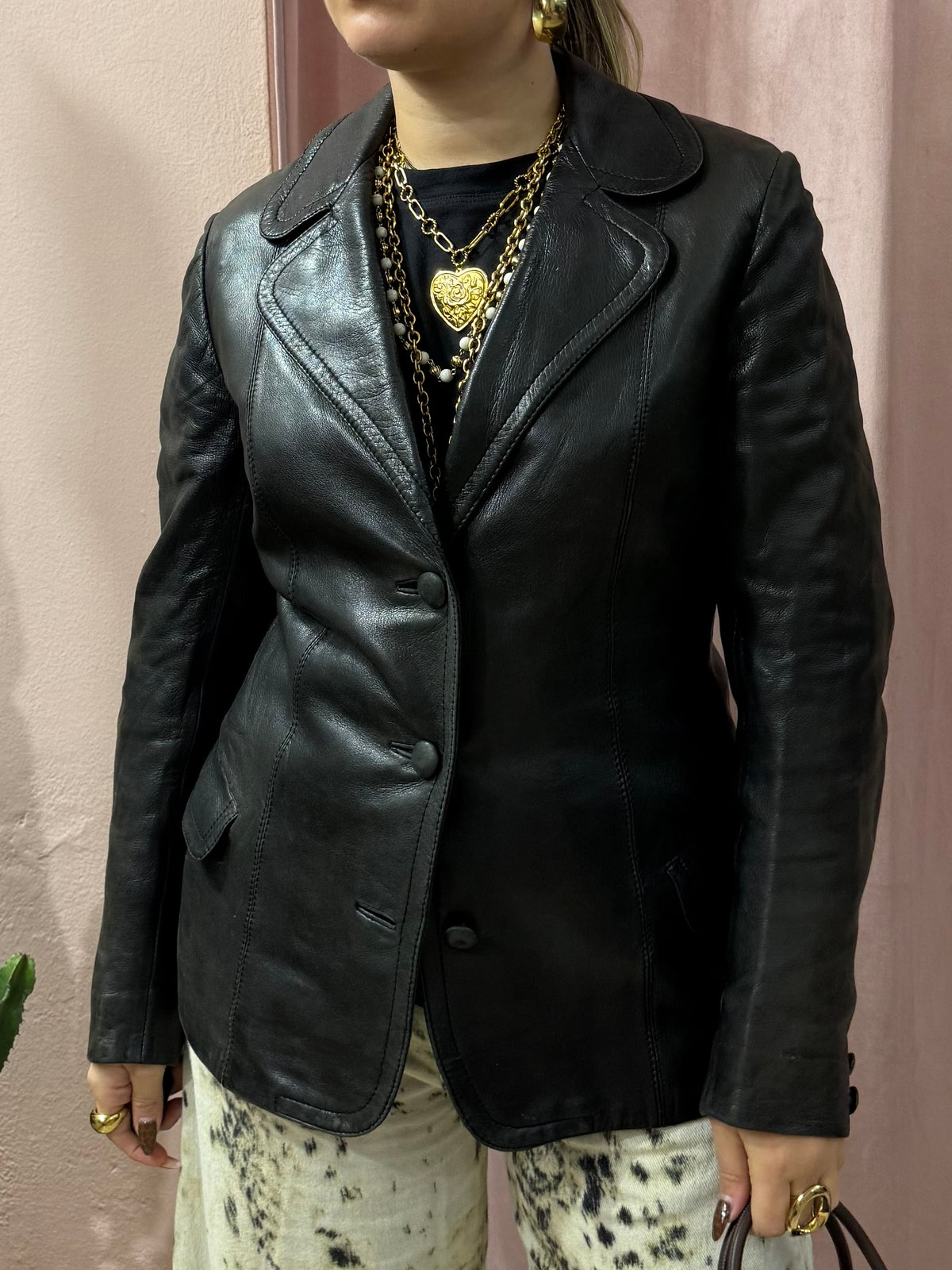 Giacca in vera pelle moro