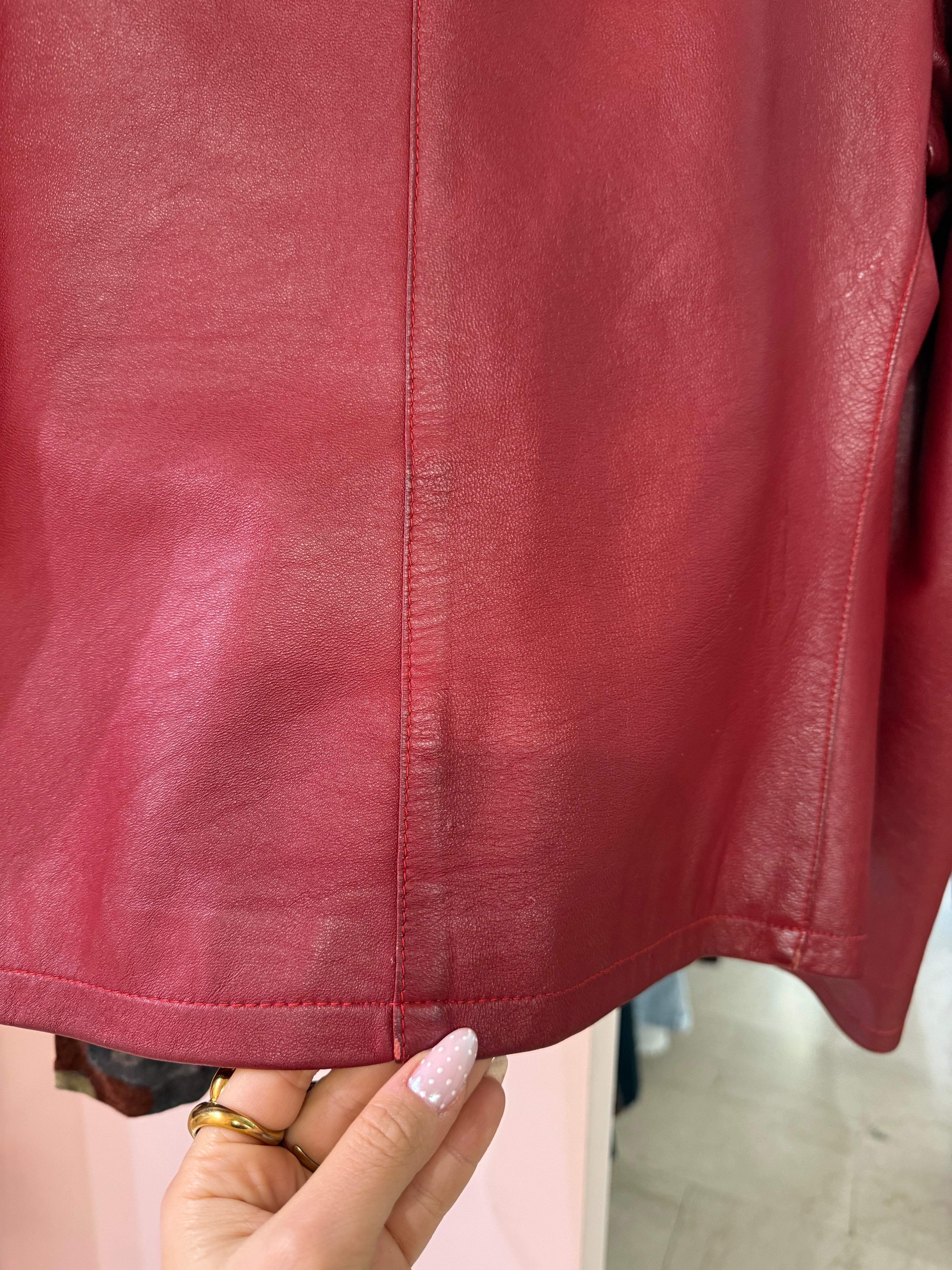 Giacca 00s in vera pelle bordeaux