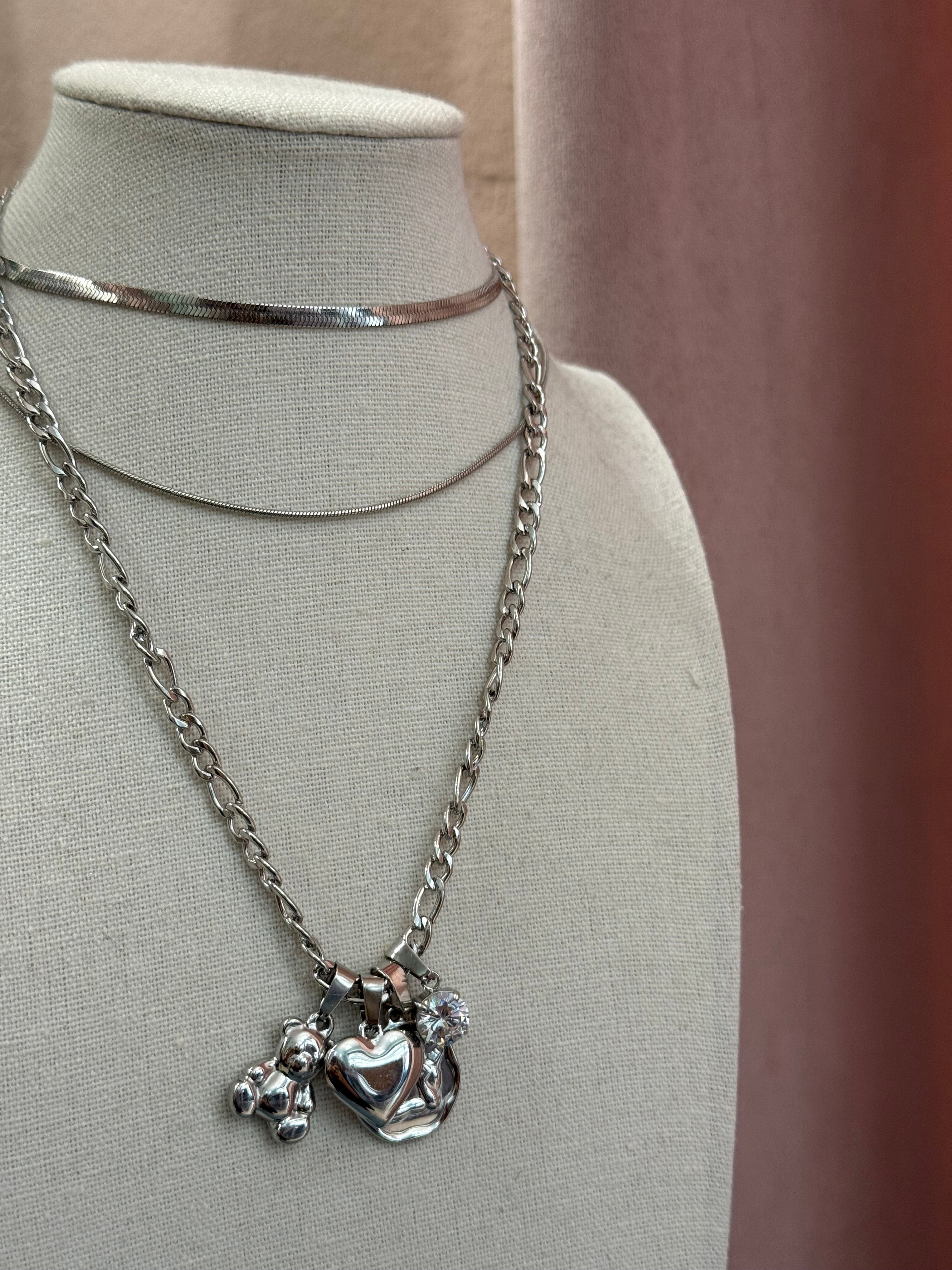 Collana multi charm cuore