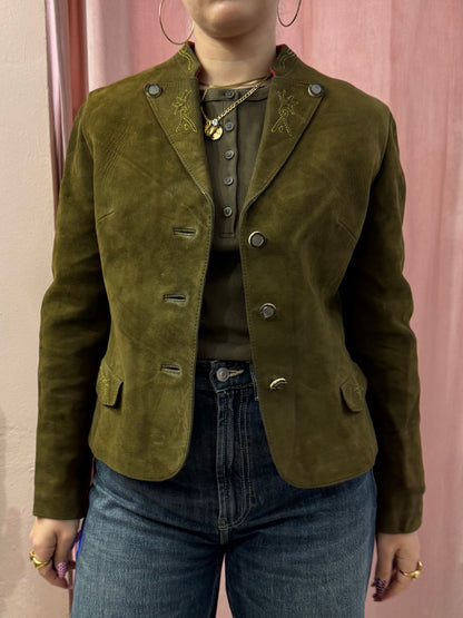 Giacca in vera pelle verdone