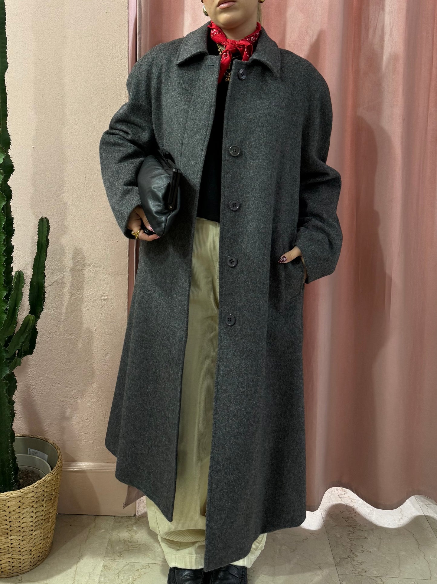 Maxi cappotto grigio in lana