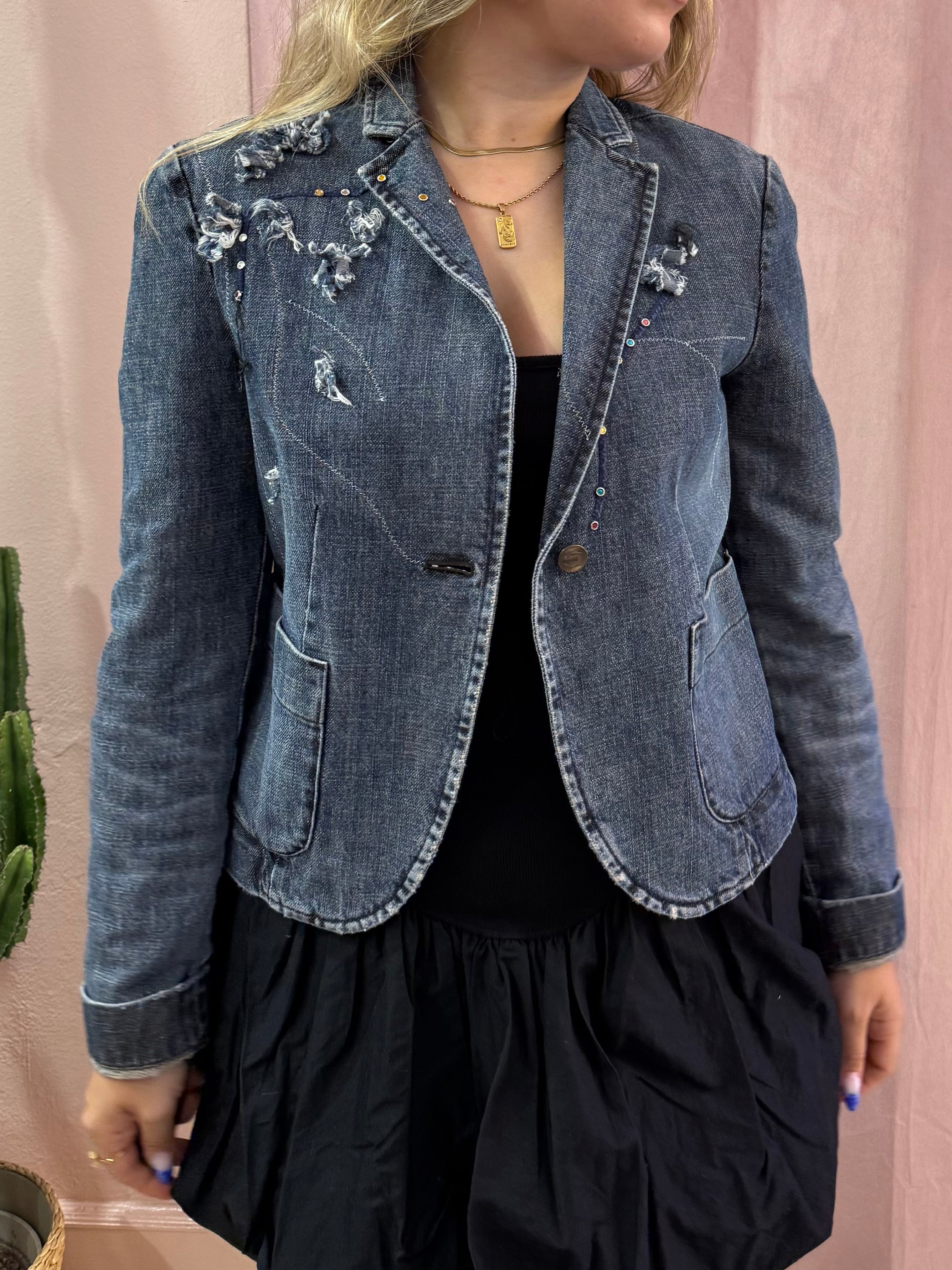 Giacca in denim Just Cavalli con applicazioni