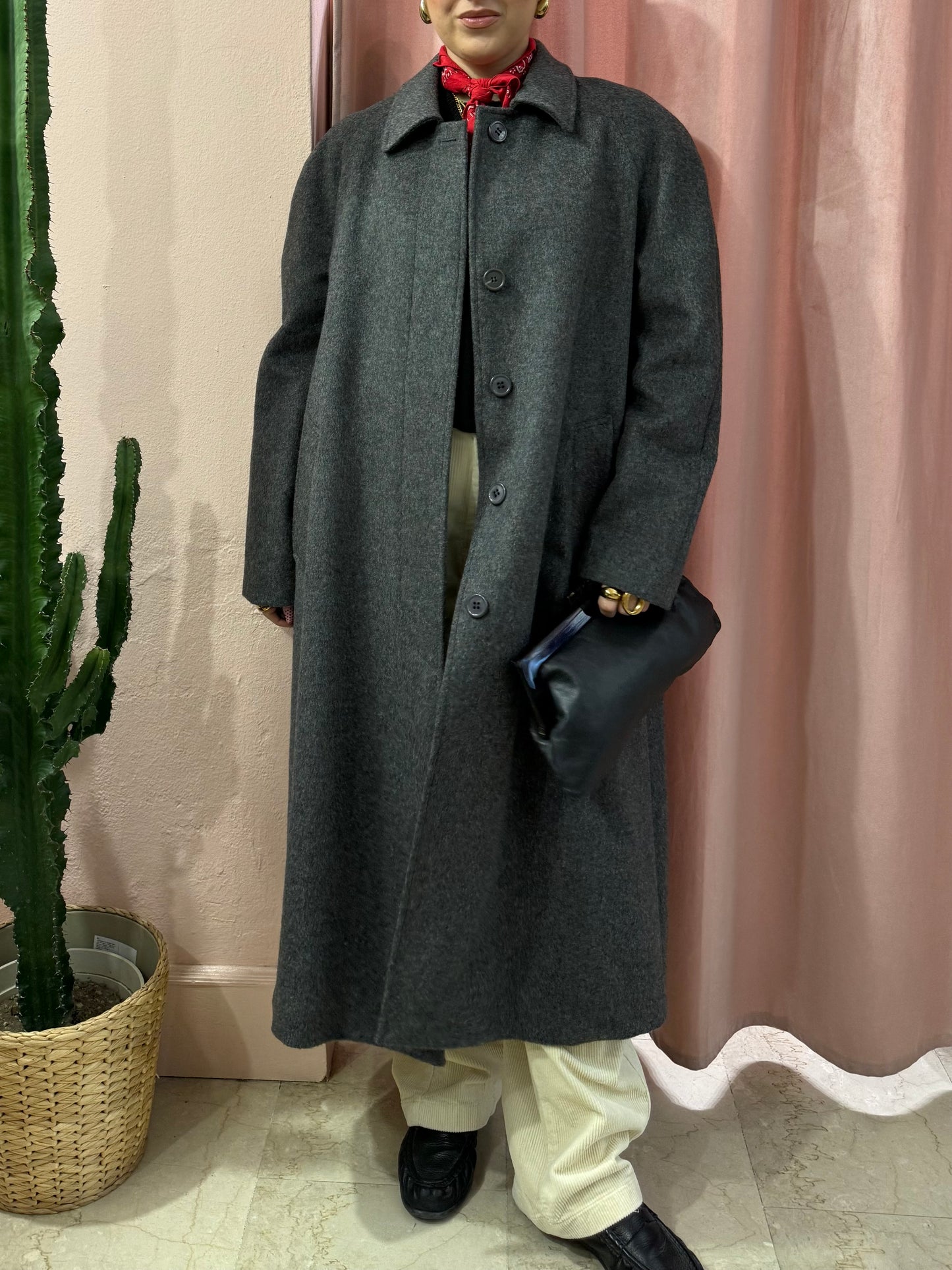 Maxi cappotto grigio in lana