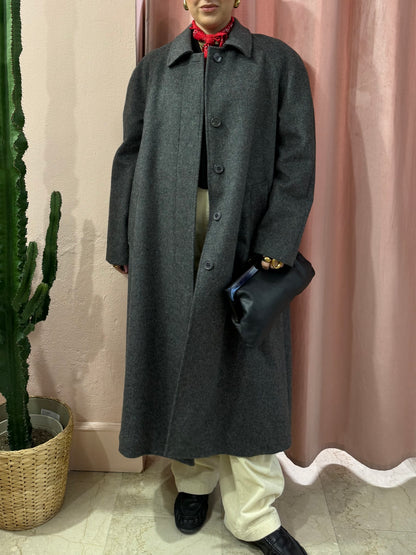 Maxi cappotto grigio in lana