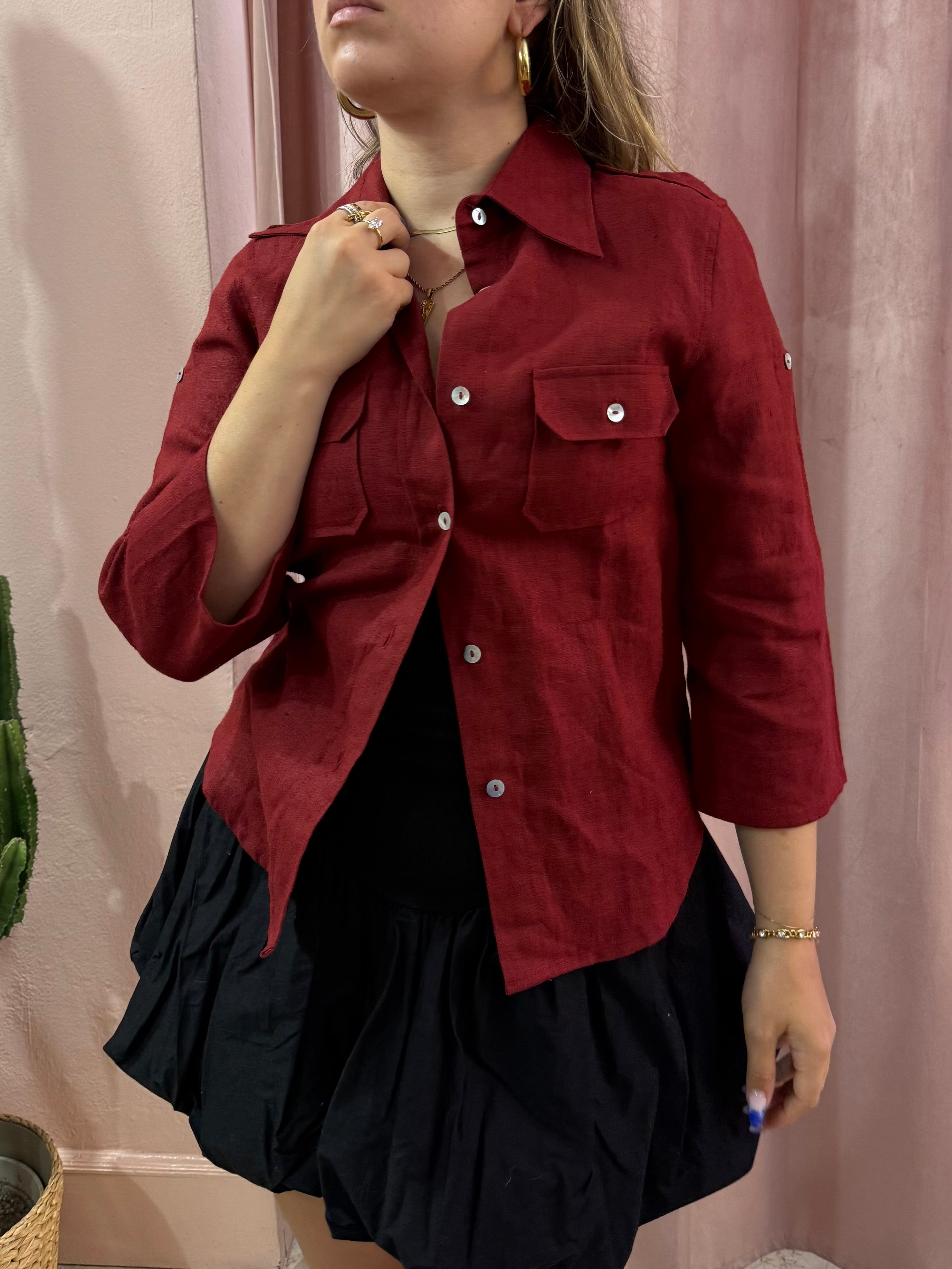 Camicia Bordeaux in lino