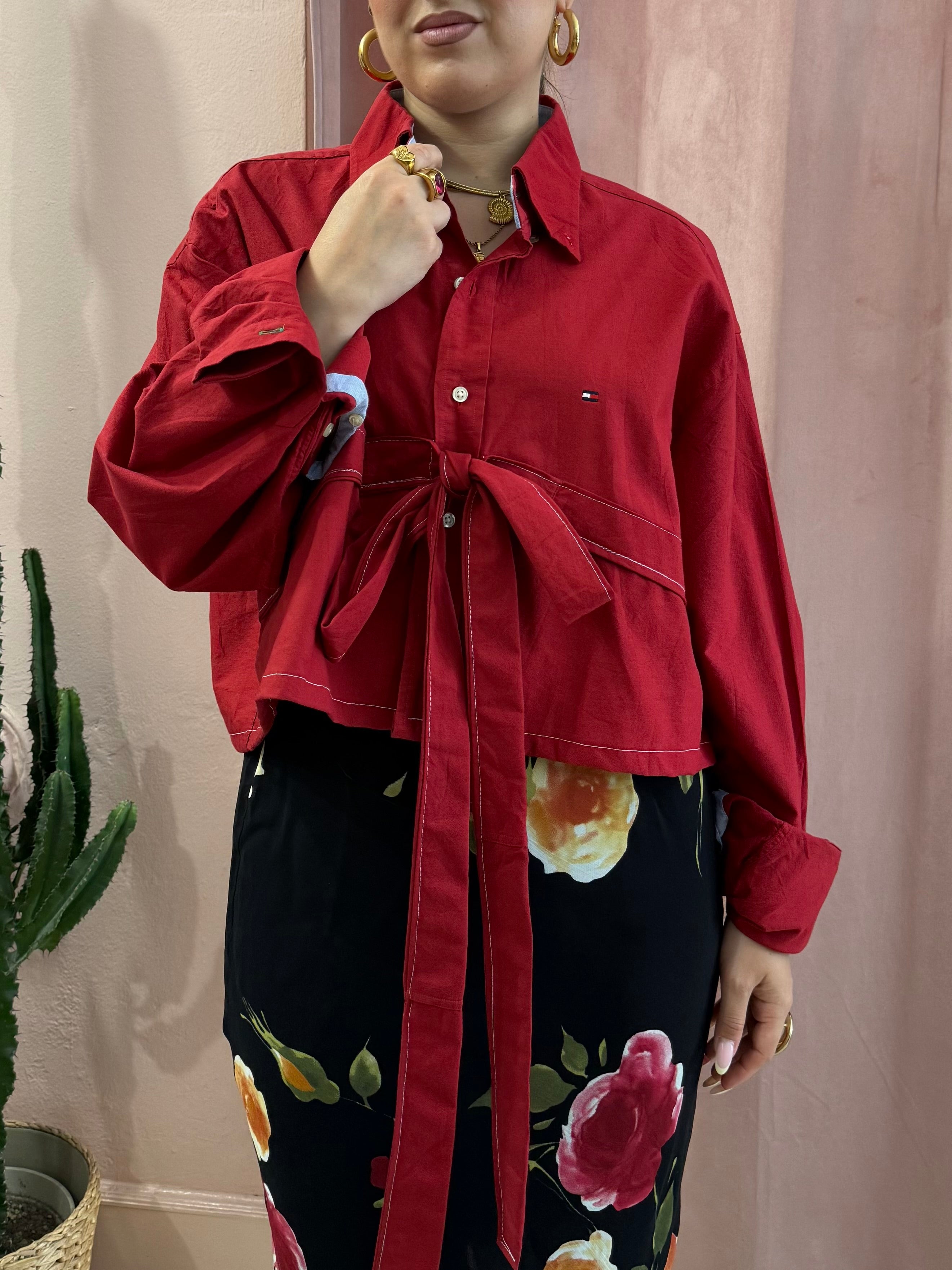 Camicia Tommy Hilfiger upcycling ciliegia