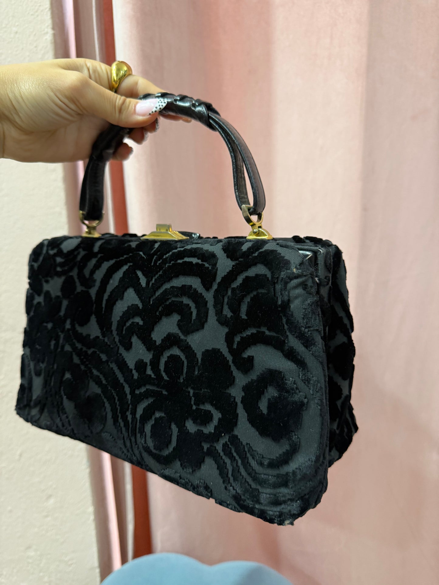 Borsa bauletto vintage in velluto