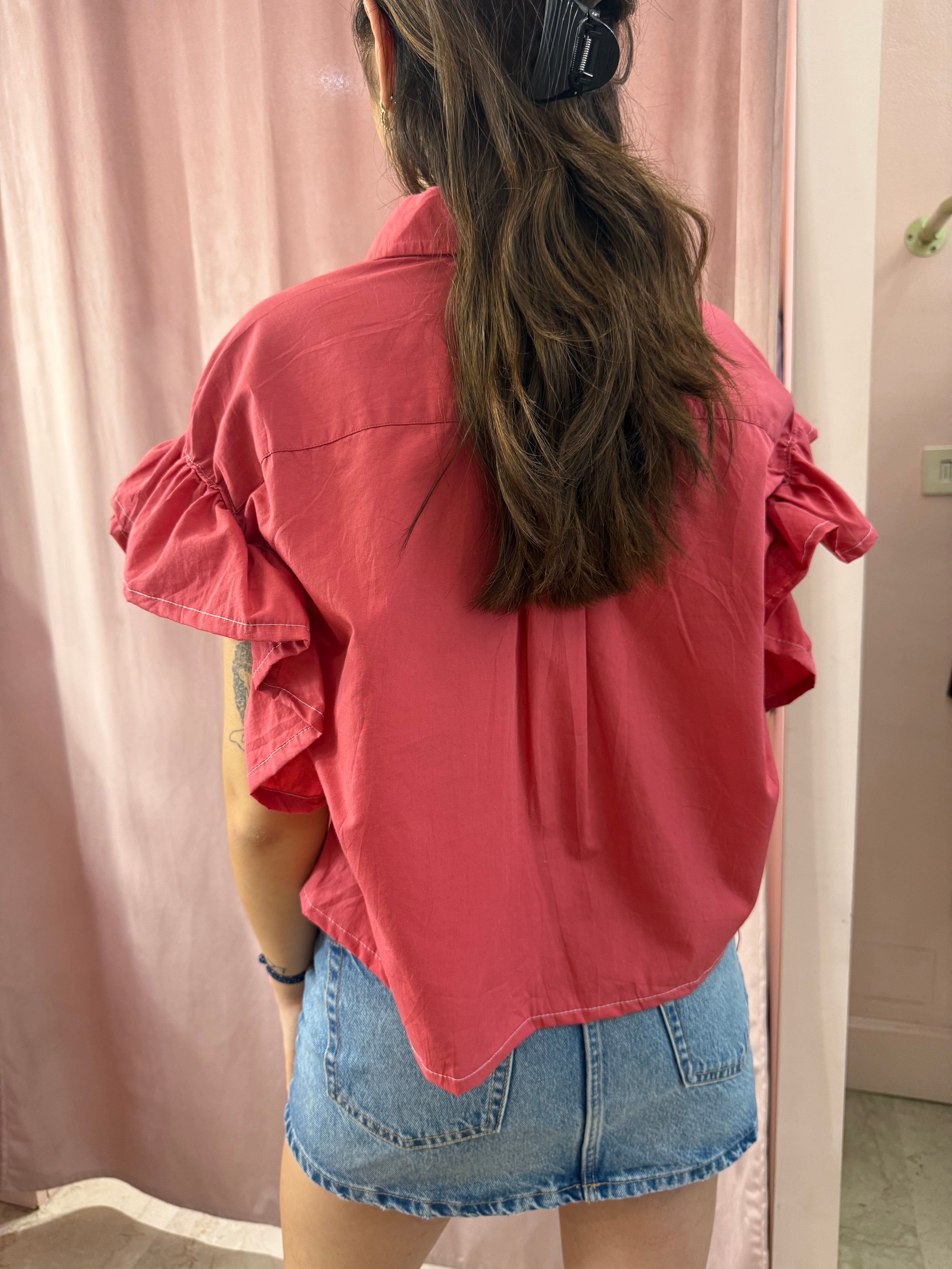Camicia Tommy Hilfiger upcycling volant fragola
