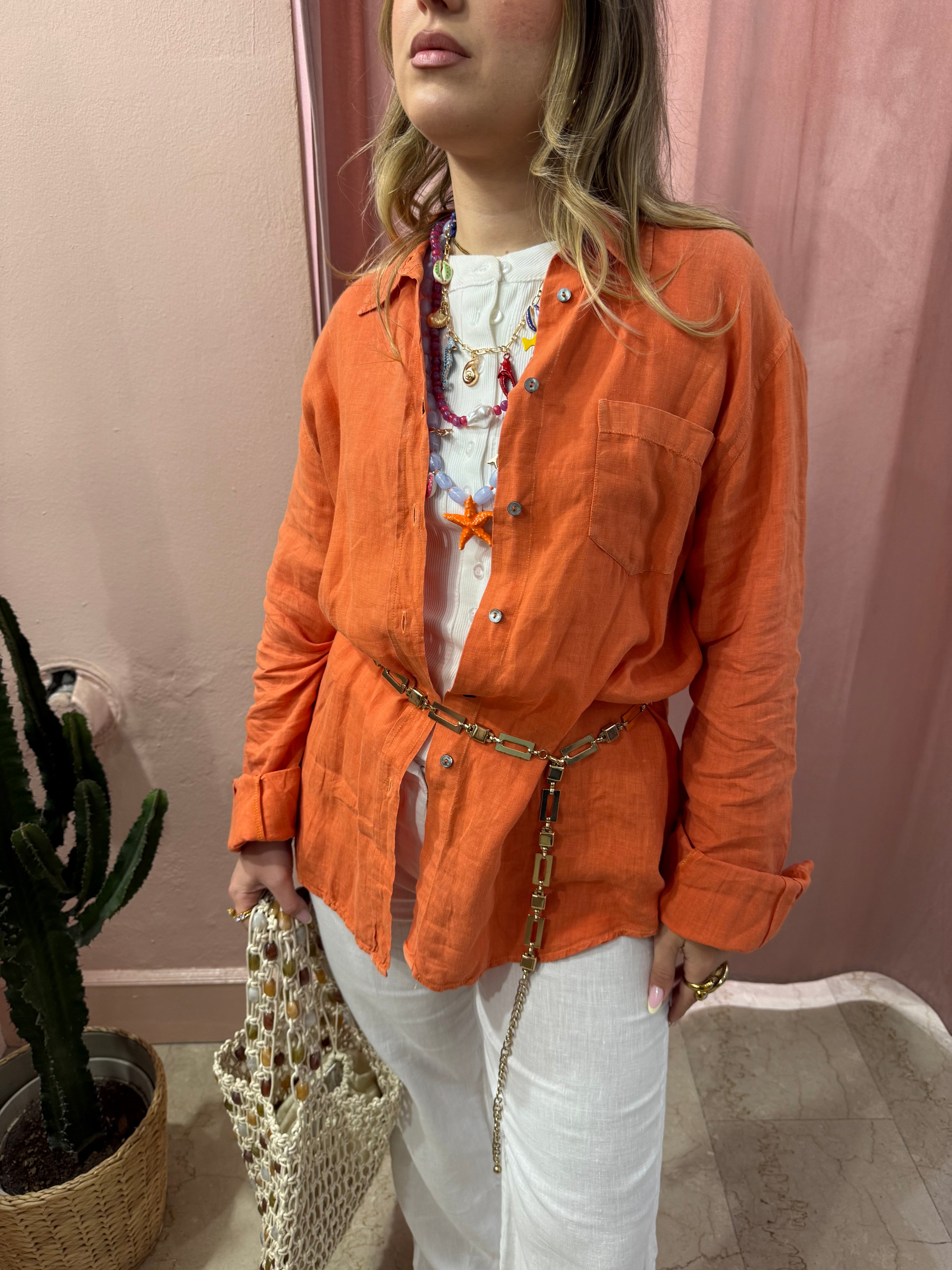 Camicia Max Mara weekend arancio in lino