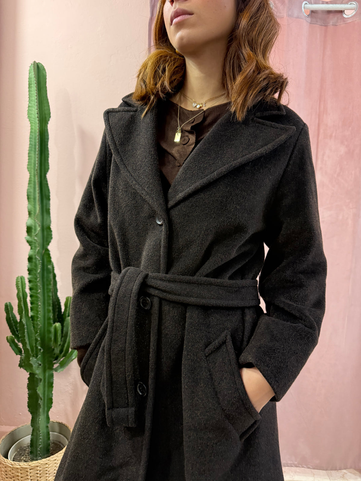 Cappotto Marella cioccolato in lana misto mohair