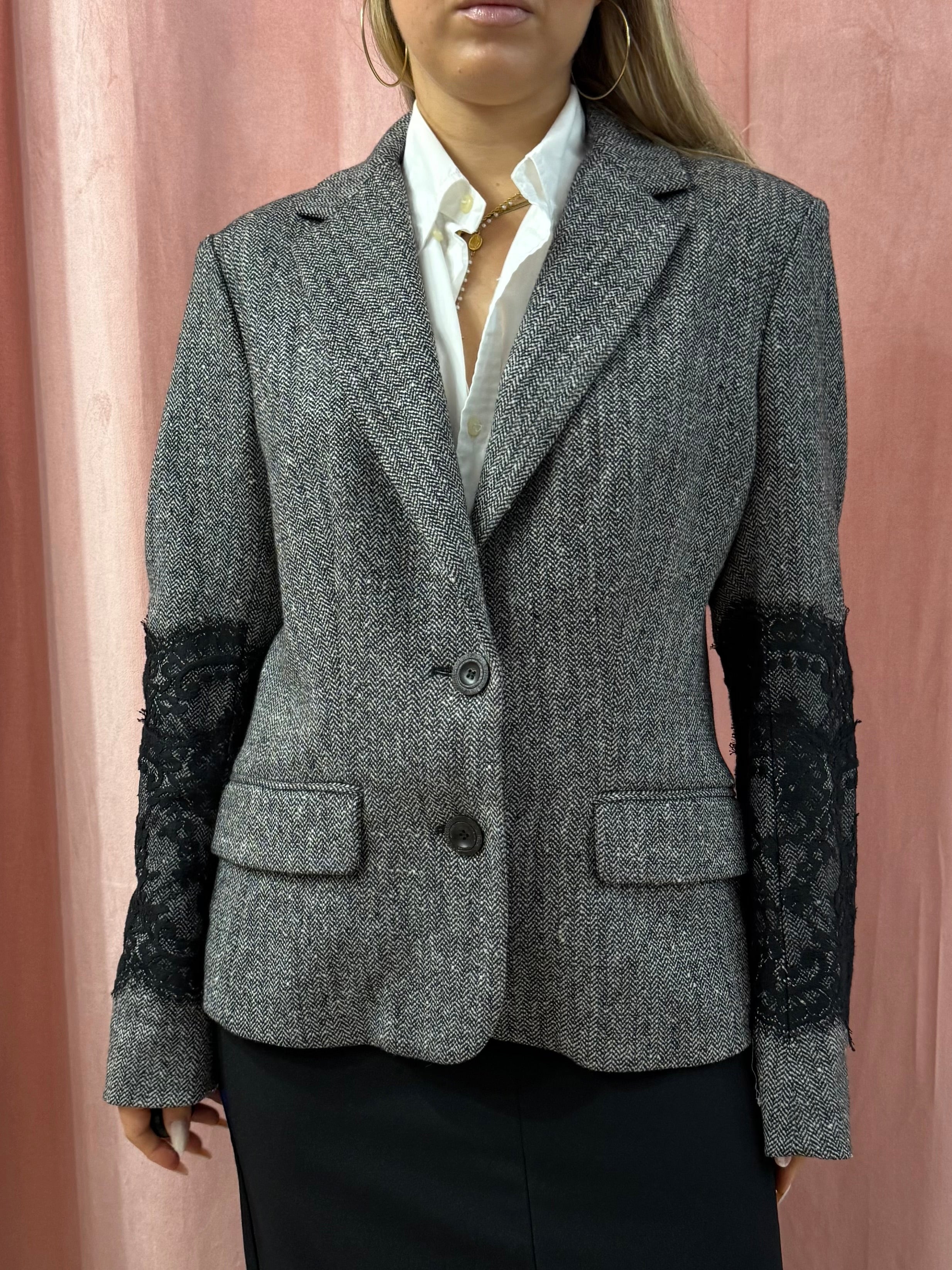 Blazer mélange dettaglio pizzo