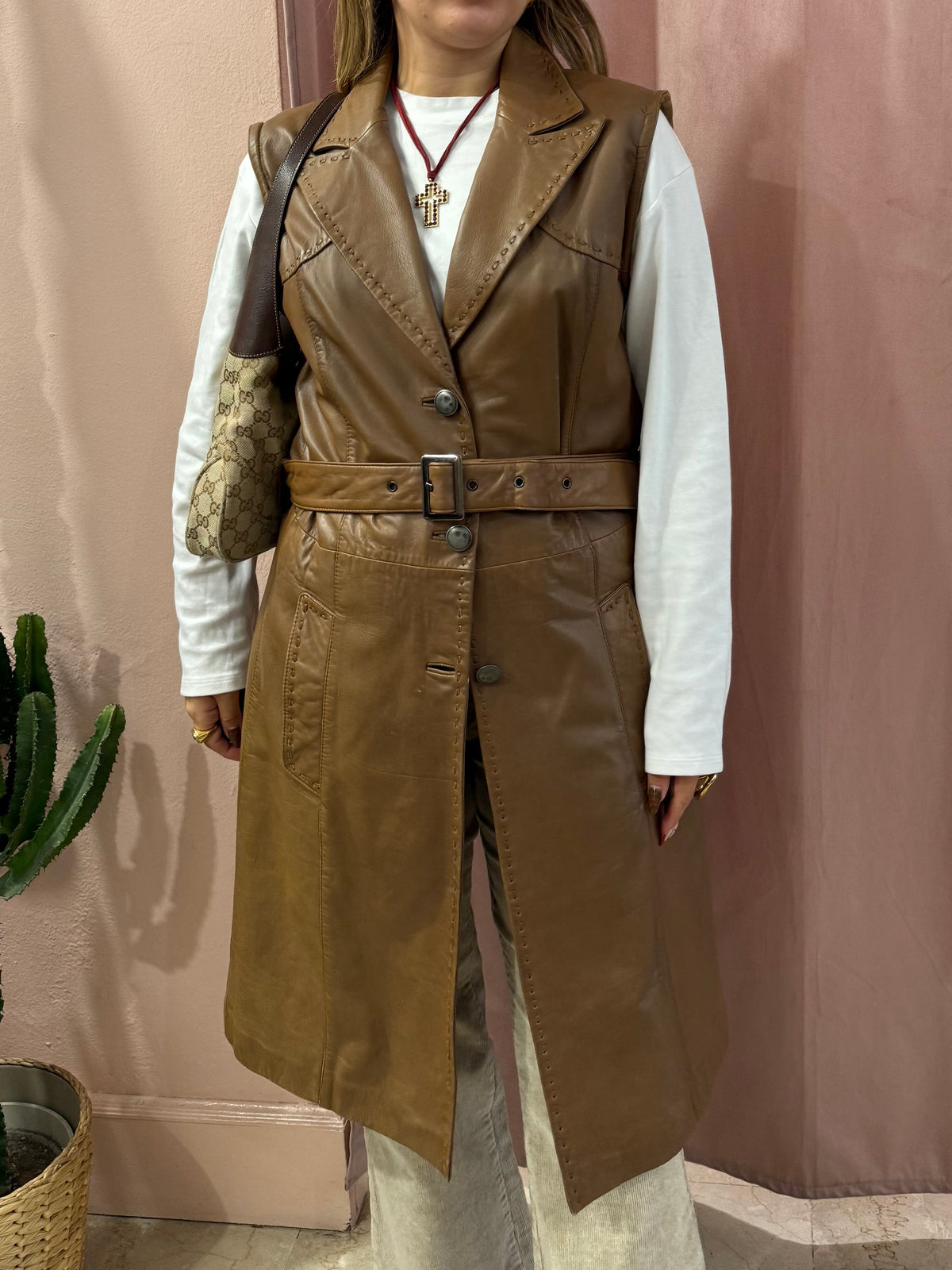 Smanicato in vera pelle biscotto