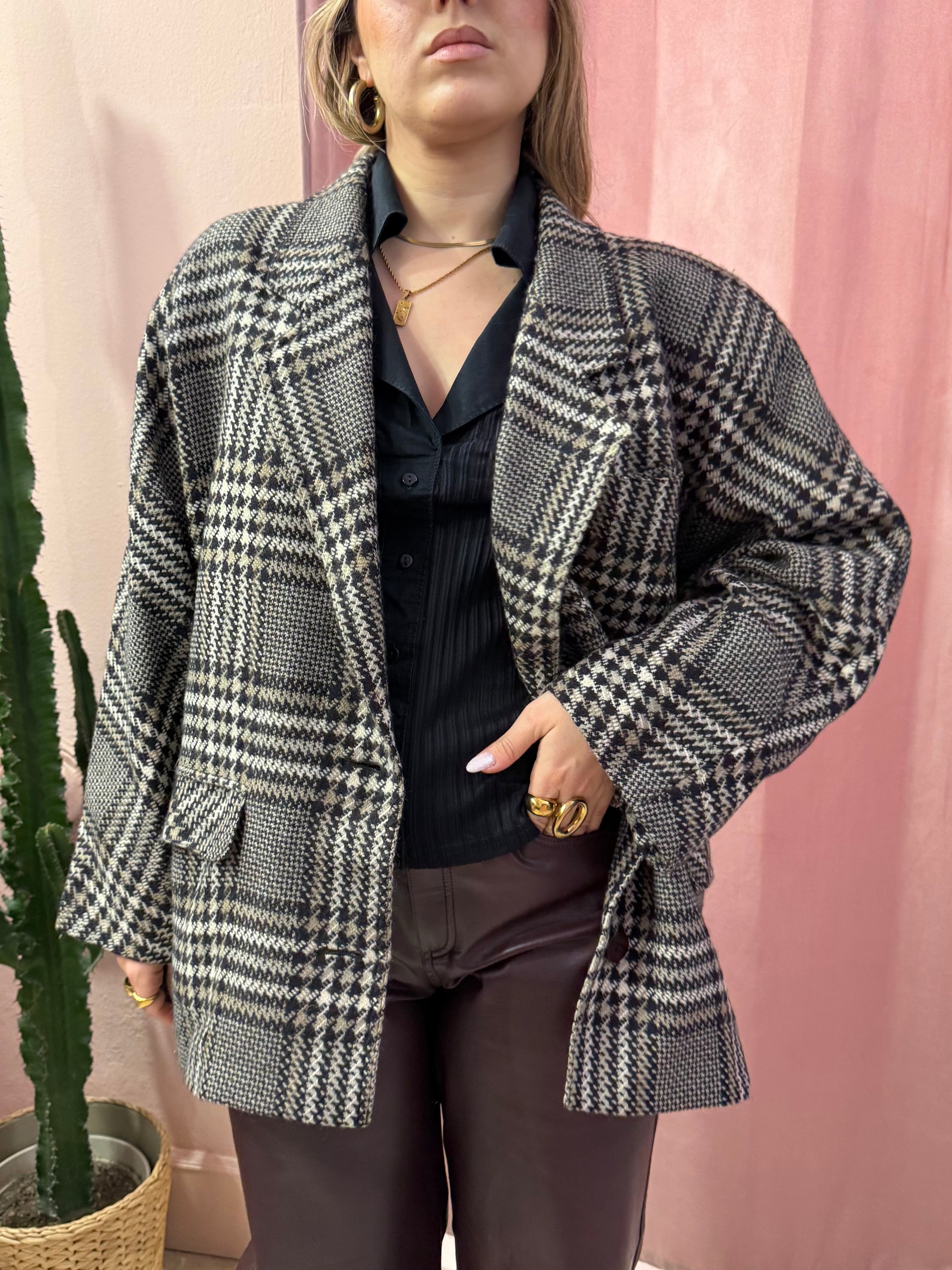 Blazer vintage principe di Galles grigio