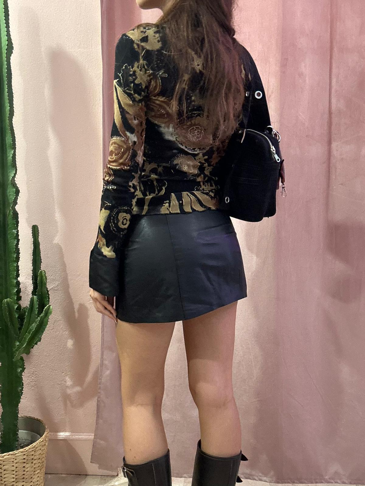 Minigonna nera in vera pelle