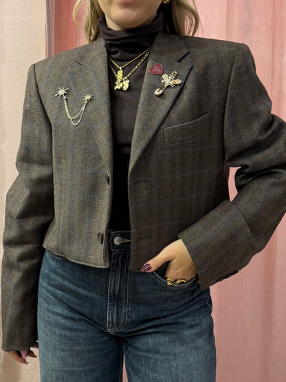 Blazer principe di Galles marrone